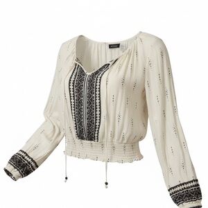 Y2K Style Boho Embroidered Blouse Folk Cottagecore Top | Medium | Fairycore